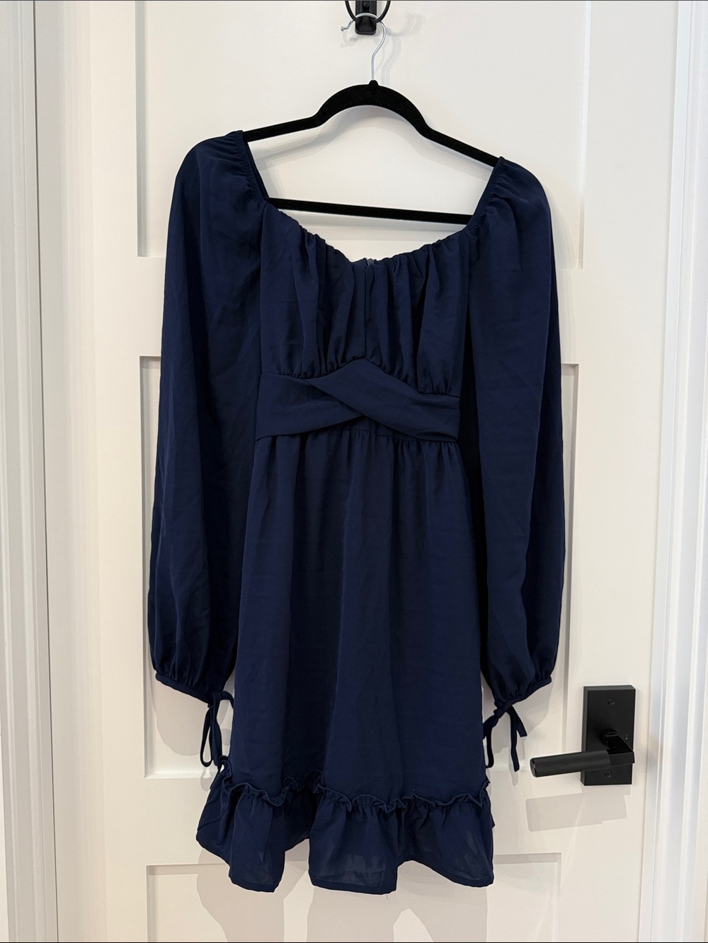 Navy Long-Sleeve Mini Dress